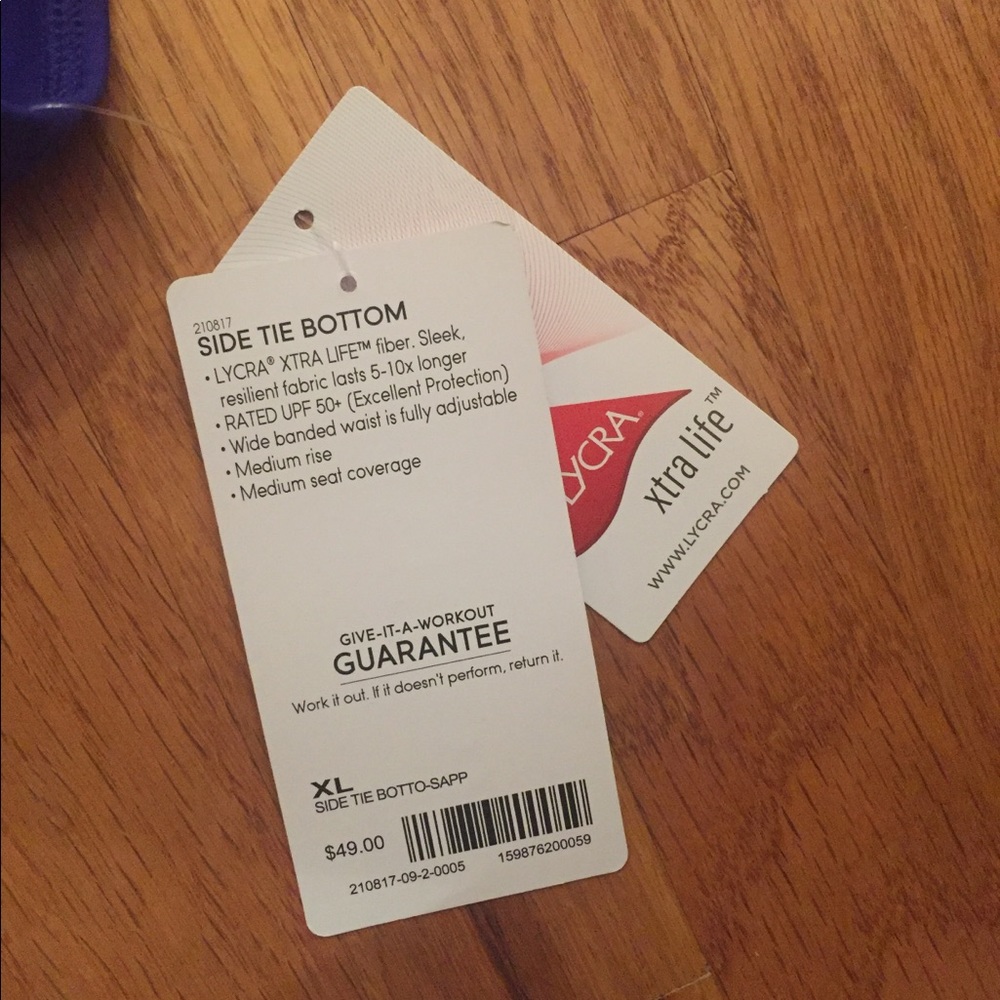 Athleta Side Tie Bikini Bottom - L Sapphire Blue or Black NWT - Picture 5 of 10